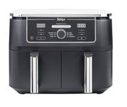 Ninja Foodi MAX Dual Zone Digital Air Fryer, 2 Drawers, 9.5L, 6-in-1, Uses No Oil, Max Crisp, Roast, Bake, Reheat, Dehydrate, Cook 8 Portions, Non-Stick Dishwasher Safe Baskets, Black AF400UK