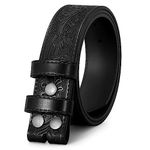 JASGOOD Mens Leather Belt for Buckle,Snap Buckle Replacement Leather Strap,Suit for pant size 33"-38", d-black