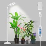 Garpsen Grow Light, Full Spectrum LED Floor Plant Light with Timer 6/12/16H, 3 Color Modes Grow Lamp with Base, 5 Dimmable Levels, 23''~67''Adjustable Height for Indoor Large or Small Plants(White)