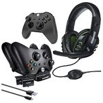 dreamGEAR 8 in 1 Gamers Kit for XBOXONE: Includes Charging Dock/USB/Gaming Headset/Protective Covers and (2) 800 mah Rechargeable Batteries (6631)