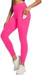 Ewedoos Leggings with Pockets for Women High Waisted Athletic Workout Compression Leggings Tummy Control Yoga Pants Women Hot Pink