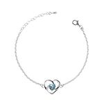 Clara 925 Sterling Silver Heart Bracelet, Adjustable, Rhodium Plated, Swiss Zirconia Gift for Women and Girls