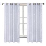 BGment Kids Blackout Curtains for Bedroom - Silver Star Printed Thermal Insulated Room Darkening Grommet Curtains for Living Room, 2 Panels of 52 x 63 Inch, Greyish White