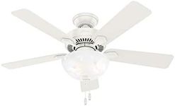 Hunter Fan Company, 50905, 44 inch Swanson Fresh White Ceiling Fan with LED Light Kit and Pull Chain