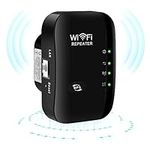 WiFi Extender Booster,Wireless Signal Booster Up to 3000sq.ft,WiFi Range Extender with Integrated Antennas Ethernet Port,Support AP/Repeater Mode and WPS Function,Garden WiFi Extender（Black)