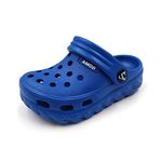 AMOJI Kids Clogs Boy Girl Garden Shoes Toddler Sandals Children Gardening Clog Child Slip On Sandals Youth Shower Slippers Fille Garçon Enfant Sabot KID1521 Size Blue 4.5-5 Big Kid