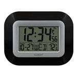 La Crosse Technology WT-8005U-B Atomic Digital Wall Clock with Indoor Temperature, Black