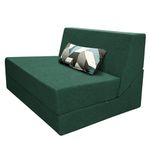 ANONER Convertible Chair Bed Sleeper with Memory Foam & Pillow Fold Out Chair Bed Couch Lounge Chaise for Living Room Bedroom Guest Room Home Office, Dark Green