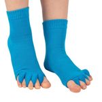 Evissa Premium Cotton Toe Separator Socks - Alleviate Bunions & Plantar Fasciitis, Dual Gender Foot Pain Relief, Foot Alignment, Orthopedic Compression Socks for Men & Women (Cyan)