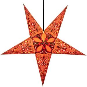 Om Gallery Paper Star Lantern 24 Inch - Recycled Boho Lamp Imagine