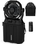 Wilody Portable Misting Fan Rechargeable with Remote Control, 6L Bucket Camping Fan with LED Lights & Stepless Speed Control & Cooling Mist, Portable Handle & Rotate Hook, Timer Function