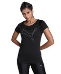 Puma Women's Solid Regular Fit T-Shirt (52242001_Black