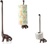 Paper Towel Holder or Free Standing Toilet Paper Holder- Cast Iron Dinosaur Paper Holder - Bathroom Toilet Paper Holder or Stand Up Paper Towel Holder - Rustic Brown w/Vintage Finish by Comfify