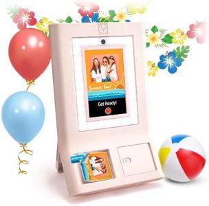 HP Sprocket Photo Booth Machine Instant Color Photo Printer - 10.1" Touchscreen, LED Ring Light - Customize w/250+ Fun Frames, Prints on 3x4 Zink Paper or Share via QR Code, Mobile Notify App - Pink