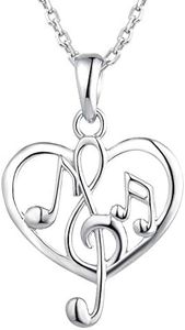 Starnny Collana chiave di violino Argento 925,Collana Nota musica Cuore con Regali di Gioielli Placcati Oro Bianco per Donna