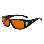 Eyekepper Nearly 100% Anti-Blue Light Blocking Fitover Glasses Wear Over Computer Glasses With Amber Lens(5,Black&Red)