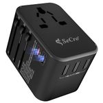 Universal Travel Adapter, SeCro All-in-One International Travel Adapter with Fast Charging (35.5W) Pd & QC 3.0 Dual USB-C Power - 3 USB Ports, Worldwide Wall Charger for USA EU UK AUS