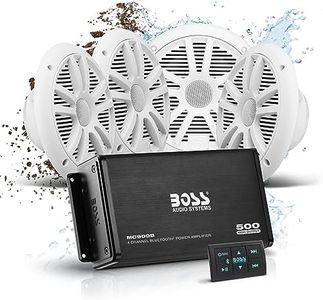 BOSS Audio Systems ASK904B.64 Marine Boat 6.5 inch Speakers and 4 Channel Amplifier - 500 High Output, Bluetooth Remote, USB and Auxiliary, Waterproof Pouch