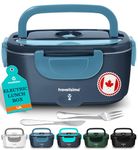 TRAVELISIMO Electric Lunch Box Food Heater, 100W 1.5L Heated Lunchbox 12V/24V/110V Heated Lunch Box for Men & Women, Stainless Steel Portable Food Warmer & Portable Microwave for Car/Truck/Office
