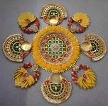 Hand Crafted Lotus Tealight Candle Holder Rangoli MAT for Festival Home Decoration- Candles Included.