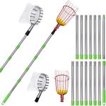 20 Ft Fruit Picker with Wire Basket and Bag Basket,Adjustable Stainless Steel Fruit Picker Pole with Universal Thread Head,35-243 Inch,Pick Fruit Tool,Suitable for Picking Apples,Mangoes and Others