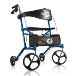 Hugo Mobility Sidekick Side-Folding Rollator Walker with Seat, Blueberry