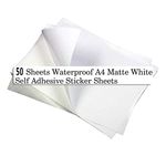 Sticker Paper Quality Waterproof A4 White Matter Self Adhesive Sticky Back Label Printing Paper Sheet Inkjet Laser Printable (50 Sheets)