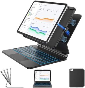 TSQQST Keyboard Case for iPad A16 11th Gen 2025 & 10th Generation 10.9" 2022, Floating Magnetic Stand, Removable Case, Precision Multi-Touch Trackpad, 7-Color Backlit, Smart Connector, Black