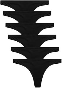 CRISAN Seamless Thongs for Women Nylon No Show Thong Underwear Women 6 Pack, A-6 Pack Black, Small
