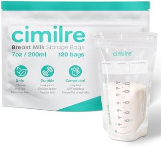 Breast Milk Storage Bags by Cimilre, Leak-Proof Breastmilk Storage Bags, Freeze Flat or Standing, 7 oz. Bags (120 Pack)