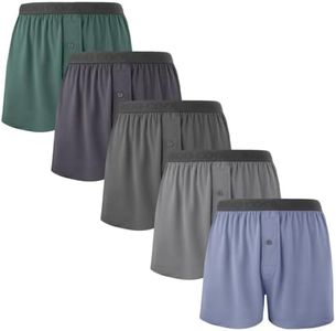 BAMBOO COOL Mens Boxer Shorts Underwear Soft Comfortable Breathable Knit Boxers Short for Men (5 Pack), Small