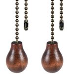 Akahttbn Ceiling Fan Chain Pulls Extenders Decorative Ornaments 12 Inches Walnut Color Wooden Pendant Pull Chain Extension for Ceiling Light Lamp Fan Chain 2 Pcs (Bronze Pull Chain)