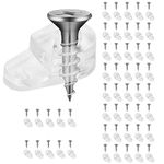 KAEGOUSY 50 Sets Glass Retainer Clips Kit Cabinet Door Glass Retainer Clips Screws Glass Clips for Fixing Door and Window Mirrors