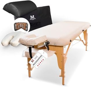 MASSUNDA Comfort Deluxe - Table de Massage Pliante et réglable en Hauteur, Table de Massage Pliable en Bois Massif, Repose-Bras, Coussin de Soutien de Nuque, têtière Ergonomique (Beige)