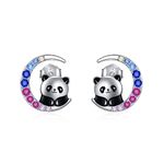 YFN Panda Earrings Sterling Silver Cute Animal Panda Moon Stud Earrings Panda Jewelry Gifts for Women Girls