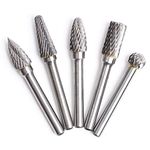 5 Pcs Tungsten Carbide Rotary Burrs Set 8mm Tungsten Steel Double Cut Rotary Files Point Burrs Die Grinder Drill for Rotary Drill Bit Die Grinder