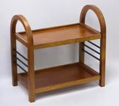 Vesta Homes Wooden Organizer Rack Stand for Kitchen, Bathroom, Countertop & Office | Mango Wood & Iron Storage Shelf with Dual Shelves for Spices, Toiletries, Books & Decor | 45.5 x 27 x 45 cm