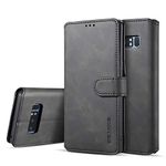 UEEBAI PU Leather Case for Samsung Galaxy Note 8, Vintage Retro Premium Wallet Flip Cover TPU Inner Shell [Card Slots] [Magnetic Closure] Stand Function Folio Shockproof Full Protection - Black