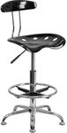 Flash Furniture Vibrant Black and Chrome Drafting Stool with Tractor Seat