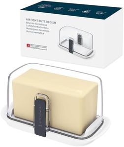 KITCHENDAO Large One-Handed Butter Dish with Lid for 1 lb Canadian Butter, Airtight Butter Keeper with Lid Fit a Full Pound Block of Butter，Locking Butter Container for Countertop
