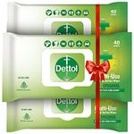 Dettol Germ Protection Wet Wipes for Skin & Surfaces, Original - 40 Count (Pack of 3)|| Moisture-Lock Lid