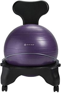 Gaiam Classic Balance Ball Chair – Exercise Stability Yoga Ball Premium Ergonomic Chair for Home and Office Desk with Air Pump, Exercise Guide and Satisfaction Guarantee, Purple