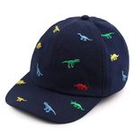 PESAAT Summer Baby Boy Baseball Hat Dinosaur Infant Visor Caps Cotton Toddler Boys Sun Hats (Navy Dinosaur, 50cm)