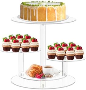 4 Tier Clear Cake and Cupcake Stand Combo for Birthday Party Decor, Acrylic Cupcake Tower Stand for 50 Cupcakes, Cupcake Holder Dessert Pastry Display for Wedding Baby Shower Tea Party