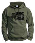 ThisWear Best Truckin' Dad Ever Long Sleeve Front Pocket Hoodie Sweatshirt, Military Green, Large