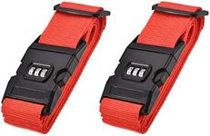 uxcell Luggage Straps Suitcase Belts with Buckle, Combination Lock, 2Mx5cm Adjustable PP Travel Packing Accessories, Red 2Pcs