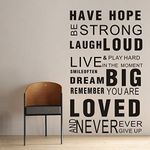 LYOMAN® Inspirational Wall Decals Quotes,Word Wall Sticker Quotes,Motivational Wall Bedroom Bathroom Halls Decal,Family Inspirational Wall Art Sticker (Black)