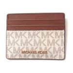 Michael Kors Jet Set Travel Large Card Case Holder MK Print Saffiano Leather (Vanilla)