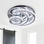 diisunbihuo LED Chandeliers Round Crystal Ceiling Light Modern Pendant Light for Bedroom Dinning Room (Cool White)