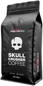 Skull Crusher High Caffeine Premium Whole Bean Coffee - Rainforest Alliance Certified Dark Roast 350mg, Warning: World's Strongest Coffee, Fresh Roasted, Caffeinated Whole Bean Coffee 500g